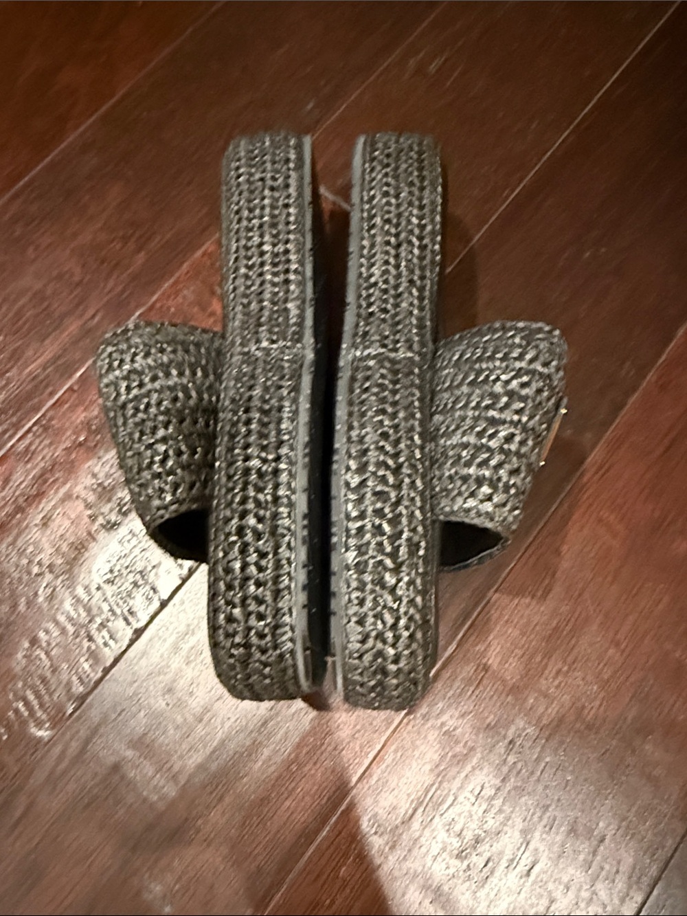 Never Worn Prada Black Woven Slide Sandals with Gold Logo - Picture 2 of 6